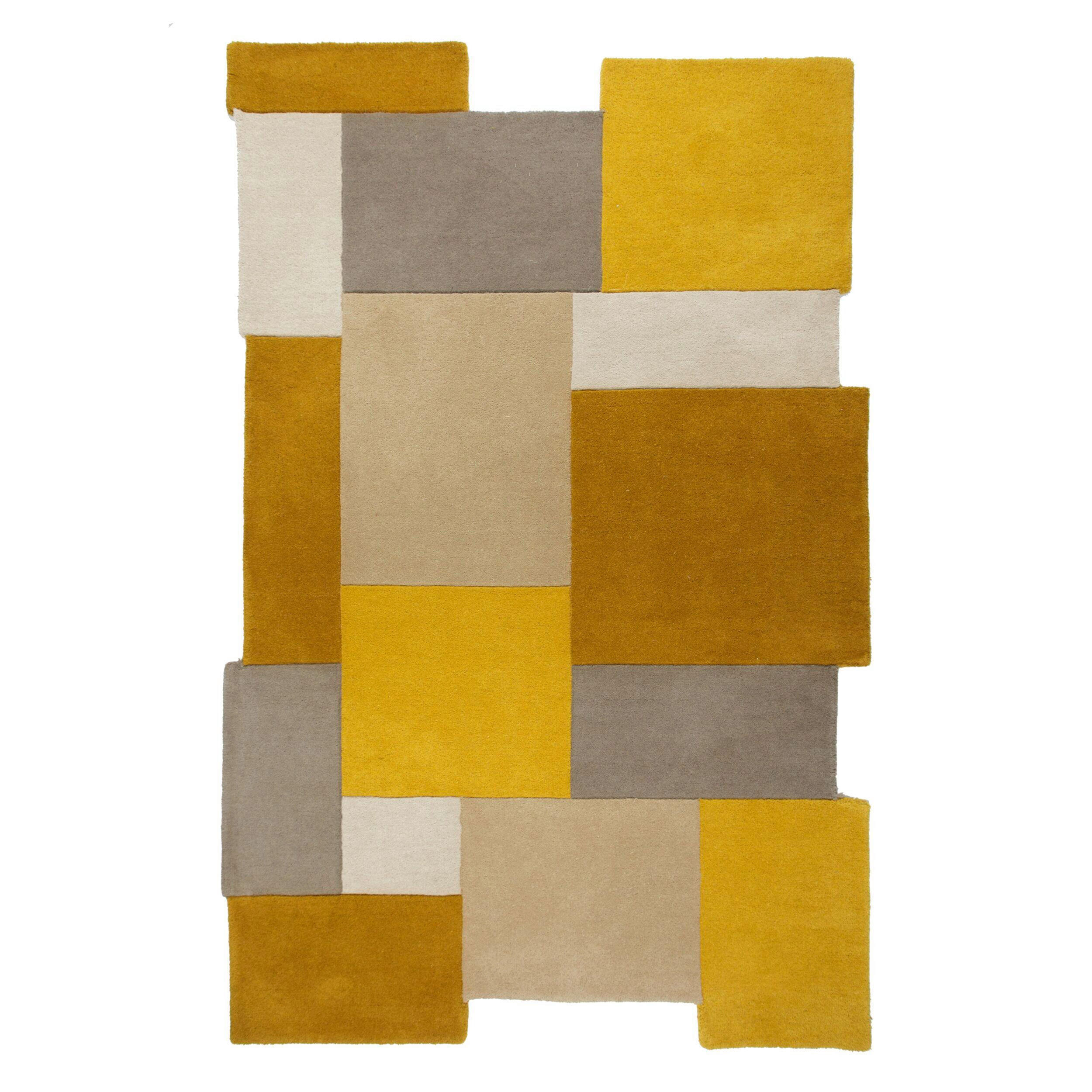Flair Rugs Wollteppich Abstract Gelb 200x290 cm