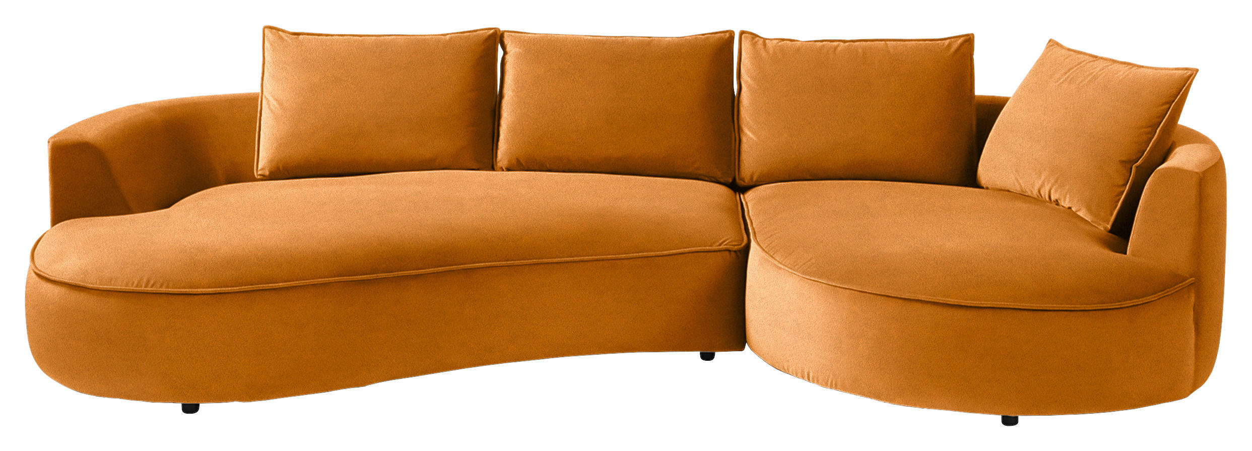 BIGSOFA in Samt Rostfarben  - Rostfarben/Schwarz, Design, Kunststoff/Textil (322/66/154cm) - home24