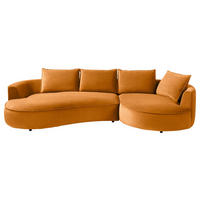 BIGSOFA Samt Rostfarben  - Rostfarben/Schwarz, Design, Kunststoff/Textil (322/66/154cm) - home24
