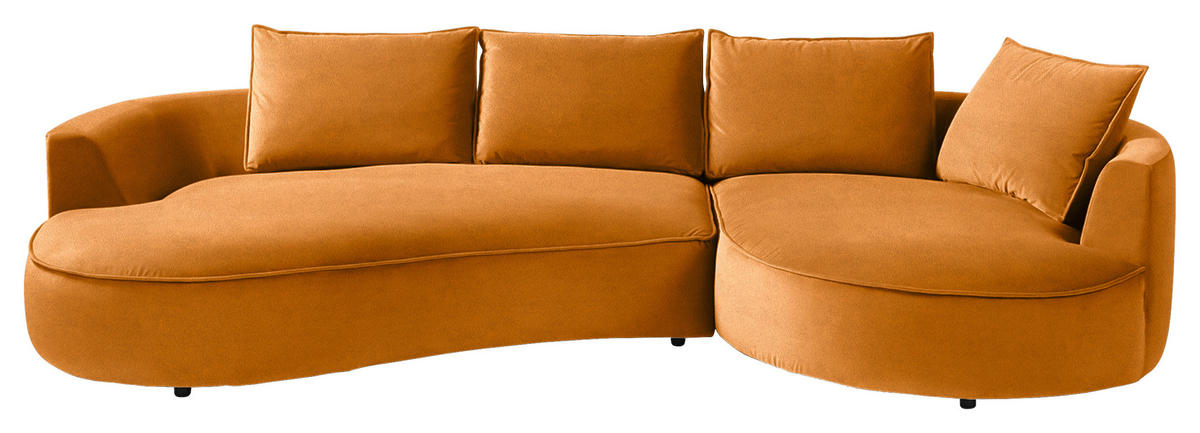 BIGSOFA Samt Rostfarben  - Rostfarben/Schwarz, Design, Kunststoff/Textil (322/66/154cm) - home24