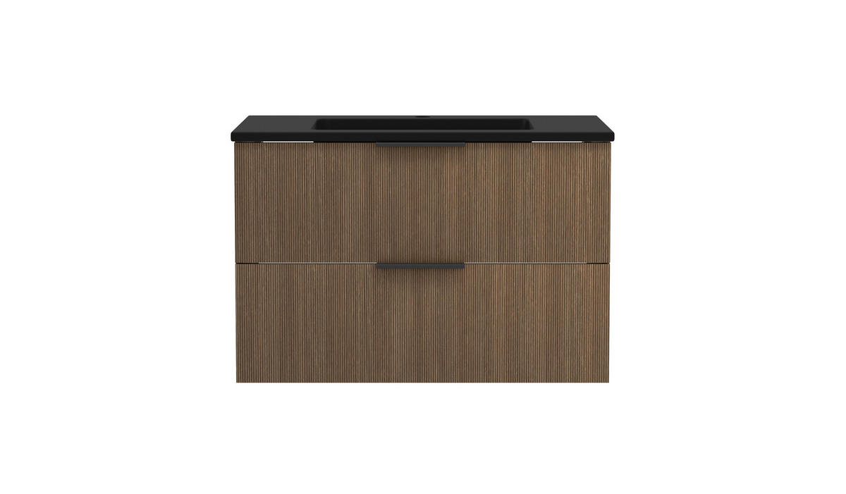 BADEZIMMER 3-teilig  in 80 cm  - Dunkelbraun/Schwarz, Natur, Glas/Holzwerkstoff (80cm) - Held