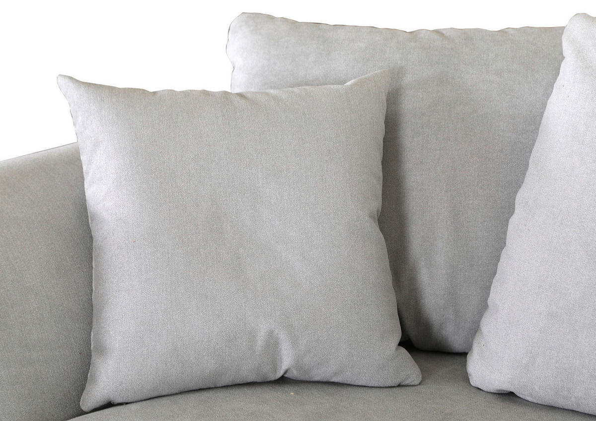 BIGSOFA Flachgewebe Hellgrau  - Dunkelbraun/Hellgrau, KONVENTIONELL, Holz/Textil (270/80/110cm) - Livetastic