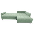 ECKSOFA Pastellgrün Cord Rückenkissen, Armlehnenkissen, Bettkasten, Schlaffunktion, Rücken echt, Liegefläche im Originalstoff  - Pastellgrün/Schwarz, KONVENTIONELL, Kunststoff/Textil (304/212cm) - Carryhome