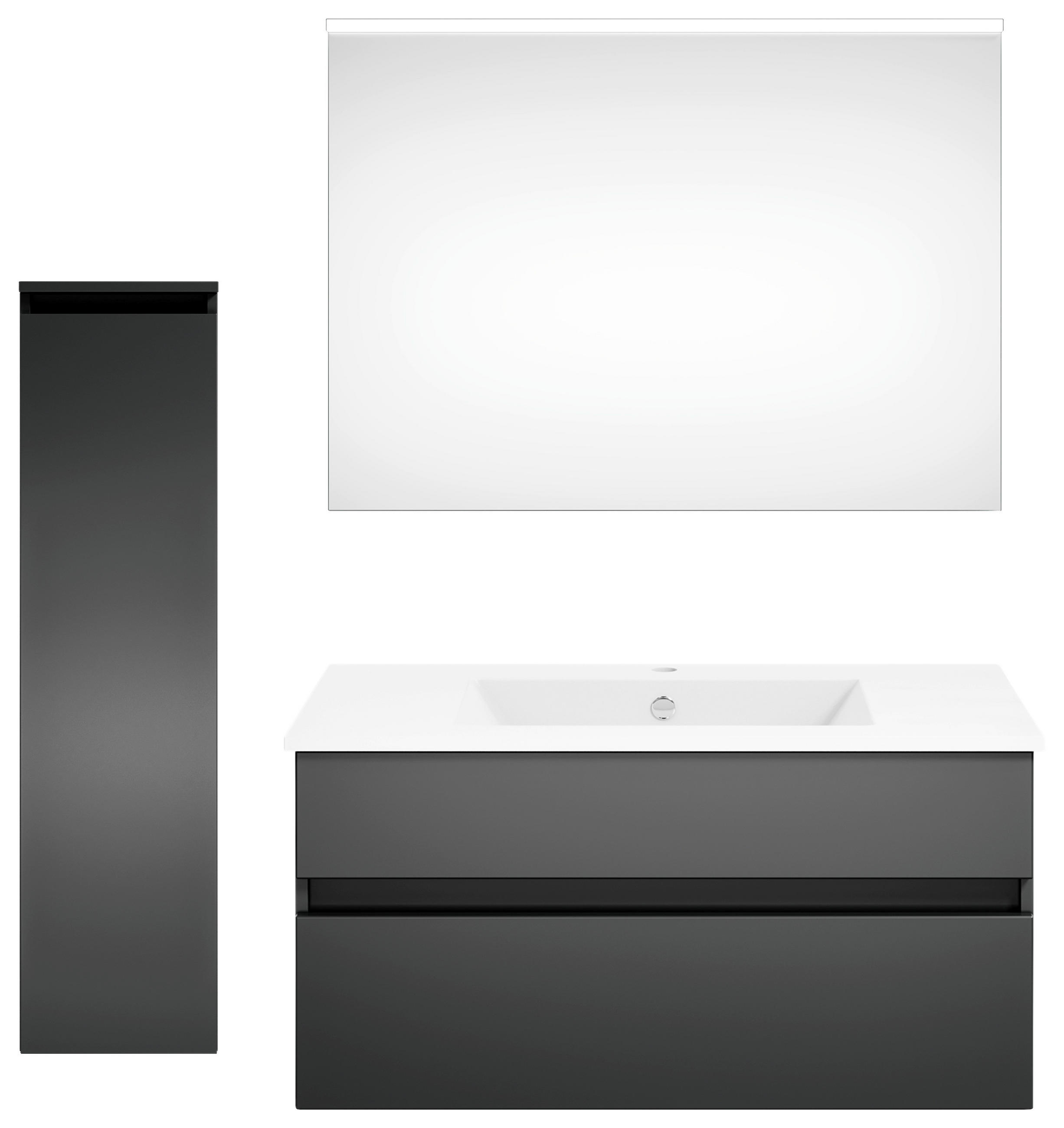 BADEZIMMER 4-teilig  in 122,4 cm  - Dunkelgrau/Weiß, KONVENTIONELL, Holzwerkstoff (122,4cm) - Puris