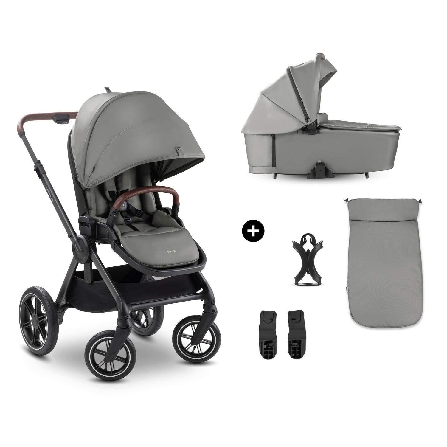 KOMBIKINDERWAGEN  Comfort N Care Air Set  Grey  - Schwarz/Grau, Basics, Textil/Metall (59,5/114/99cm) - Hauck