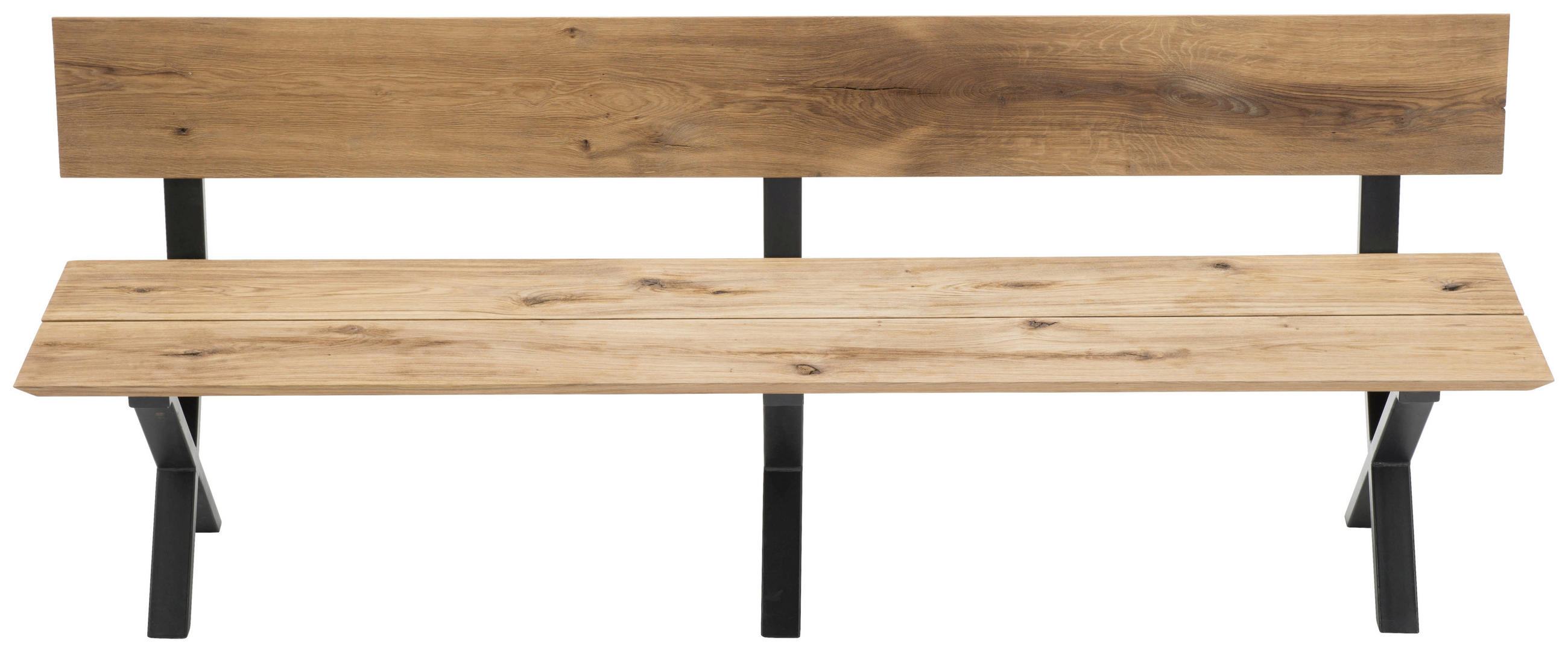 SITTBÄNK i trä, metall svart, ekfärgad  - svart/ekfärgad, Klassisk, metall/trä (300cm) - Welnova