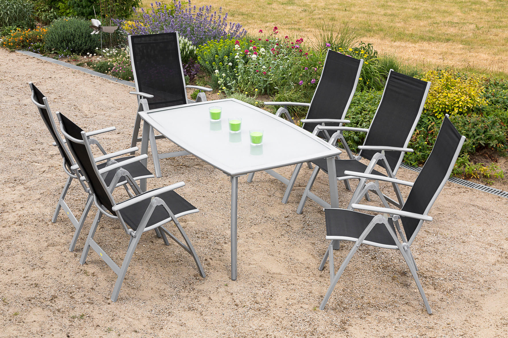 GARTENSET Aluminium  - Silberfarben/Schwarz, MODERN, Textil/Metall - Gardenson