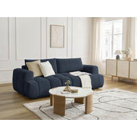 SCHLAFSOFA FUJI Leinenoptik Dunkelblau  inkl.  - Schwarz/Dunkelblau, MODERN, Kunststoff/Textil (251/113/88cm)