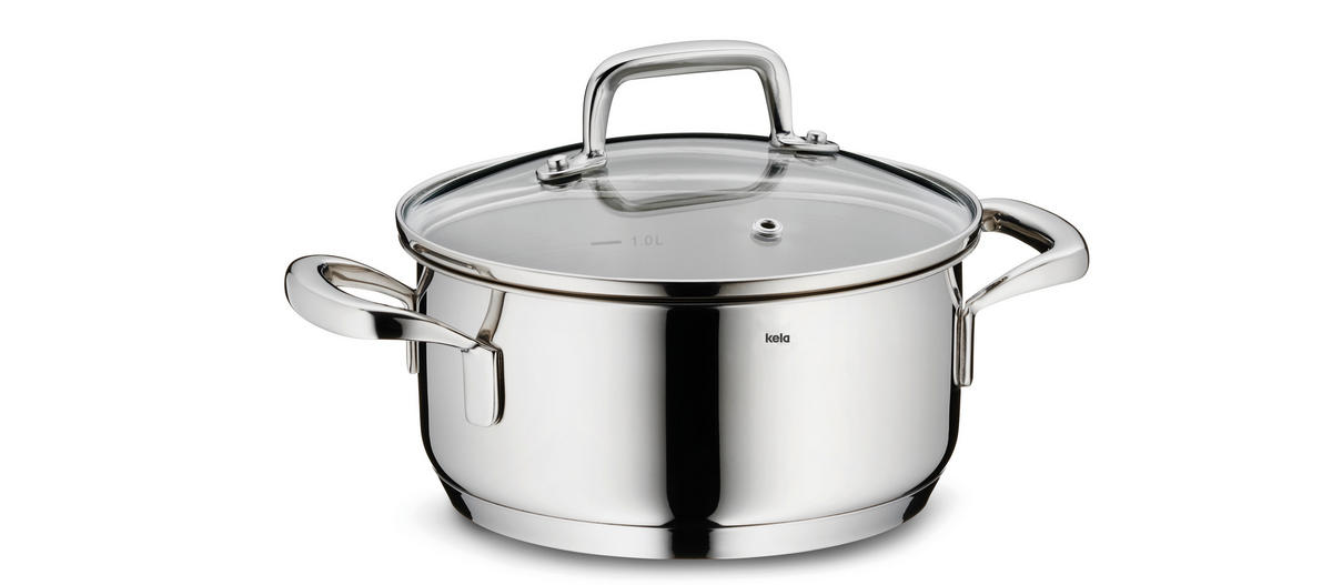 BRATENTOPF Flavoria 1,2 l  - Transparent/Silberfarben, KONVENTIONELL, Glas/Metall (16/8cm) - Kela