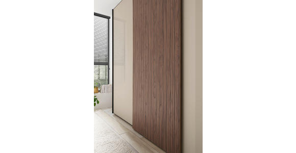 SCHWEBETÜRENSCHRANK  in Sandfarben, Eiche dunkel  - Sandfarben/Eiche dunkel, Design, Glas/Holzwerkstoff (280/240/68cm) - Dieter Knoll