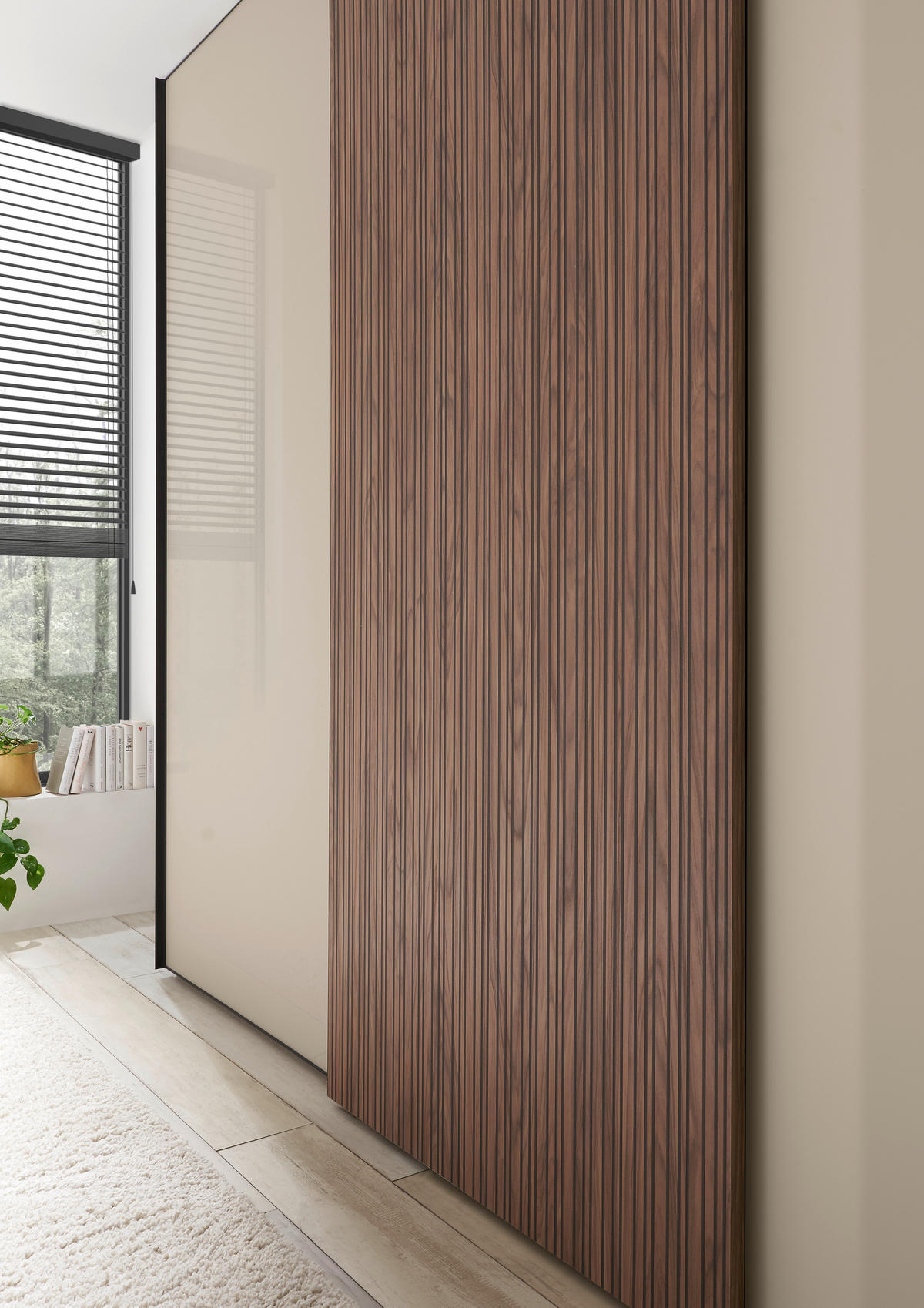 SCHWEBETÜRENSCHRANK  in Sandfarben, Eiche dunkel  - Sandfarben/Eiche dunkel, Design, Glas/Holzwerkstoff (298/240/68cm) - Dieter Knoll