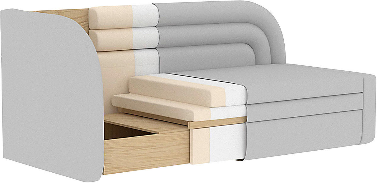 RÉCAMIERE  in Webstoff Beige  - Beige/Schwarz, Design, Kunststoff/Textil (86/80/223cm) - P & B