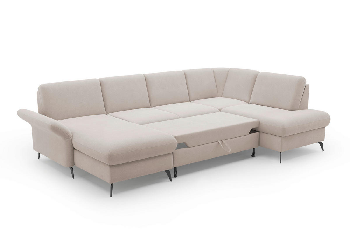 WOHNLANDSCHAFT Greige Flachgewebe  - Greige/Schwarz, KONVENTIONELL, Textil/Metall (164/314/195cm) - Sit & More