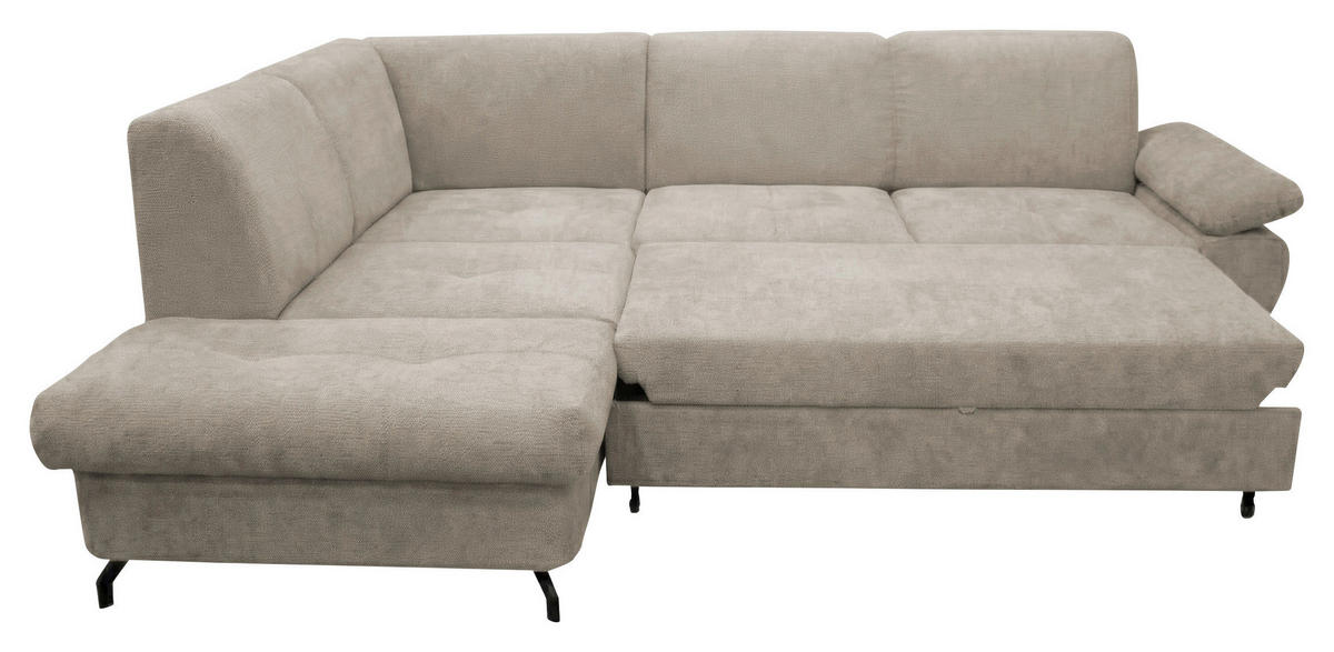 ECKSOFA CORA in Chenille Taupe  198/261 cm  - Taupe/Schwarz, Design, Textil/Metall (198/261cm) - MID.YOU
