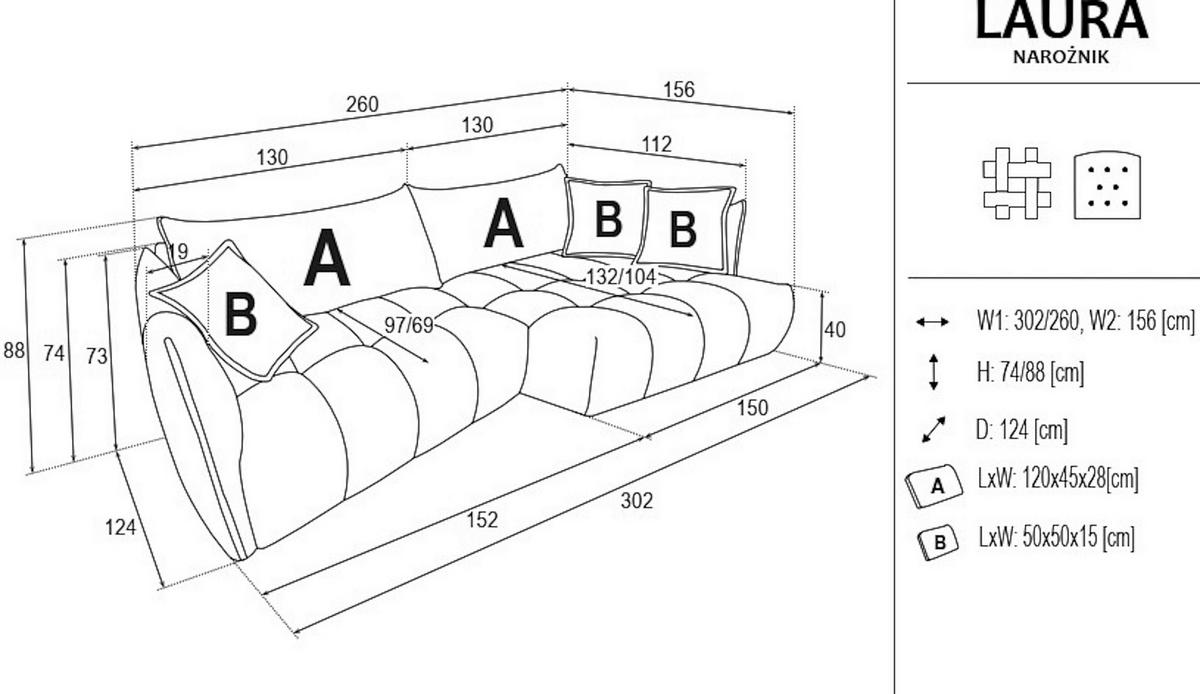 ECKSOFA Beige Chenille Zierkissen, Rückenkissen, Rücken echt  - Beige/Schwarz, Design, Kunststoff/Textil (302/156cm) - Lomoco
