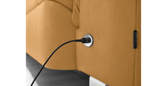ECKSOFA in Echtleder Senfgelb 309/233 cm - Edelstahlfarben/Senfgelb, Design, Leder/Metall (309/233cm) - Dieter Knoll