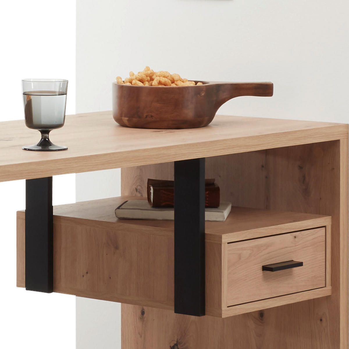 BARTISCH in Holzwerkstoff 120/50/101 cm   - Eichefarben/Schwarz, Natur, Holzwerkstoff (120/50/101cm) - MID.YOU