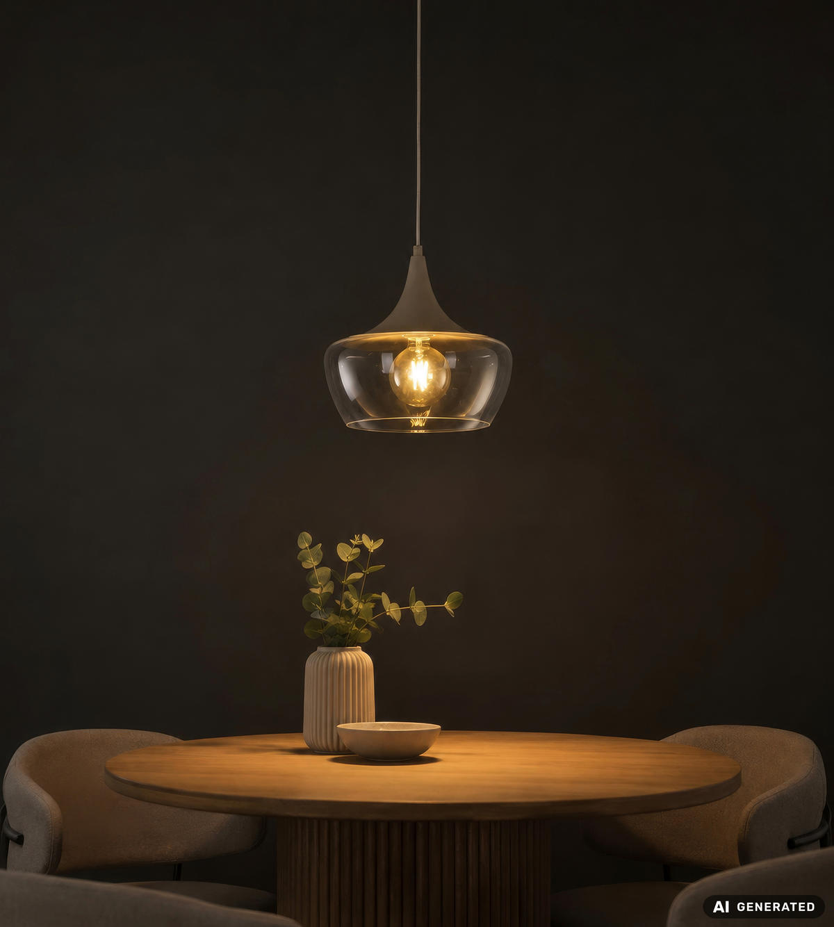 HÄNGELEUCHTE Arola 30/120 cm  - Sandfarben/Klar, Design, Glas/Kunststoff (30/120cm) - Globo