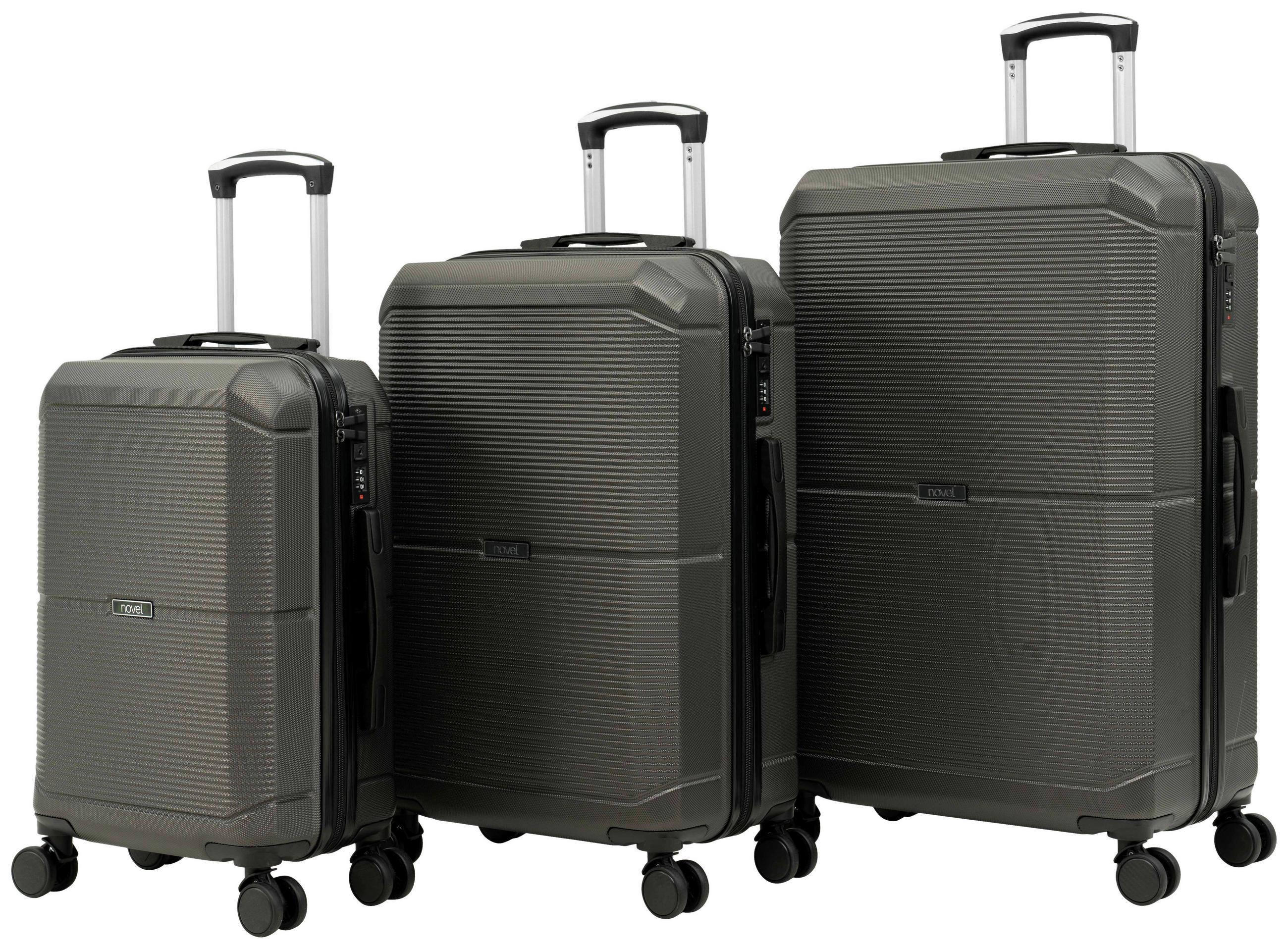 REISEKOFFERSET Anthrazit 3-teilig  - Anthrazit, Design, Kunststoff (48,5/76/30cm) - Novel