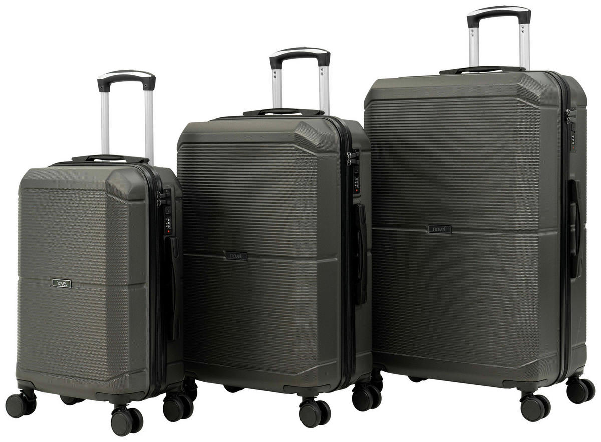 REISEKOFFERSET Anthrazit 3-teilig  - Anthrazit, Design, Kunststoff (48,5/76/30cm) - Novel