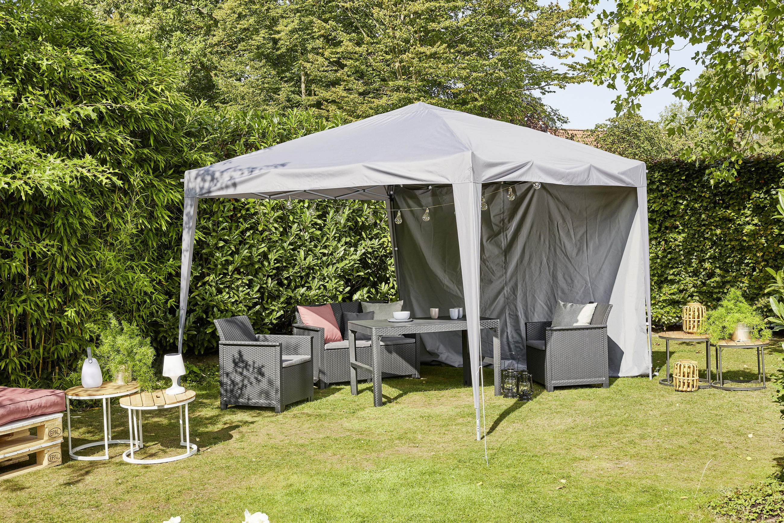 PAVILLON 300/260/300 cm Stahl  - Grau, KONVENTIONELL, Textil/Metall (300/260/300cm) - Siena Garden