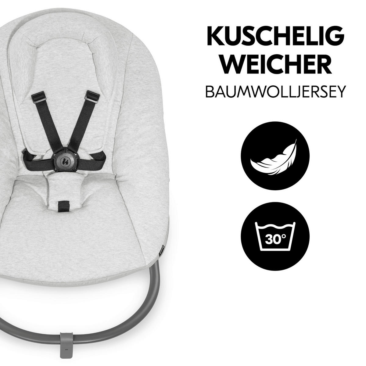 HOCHSTUHLLIEGE Alpha Bouncer Premium  - Hellgrau, Basics, Textil/Metall (66/51/49cm) - Hauck