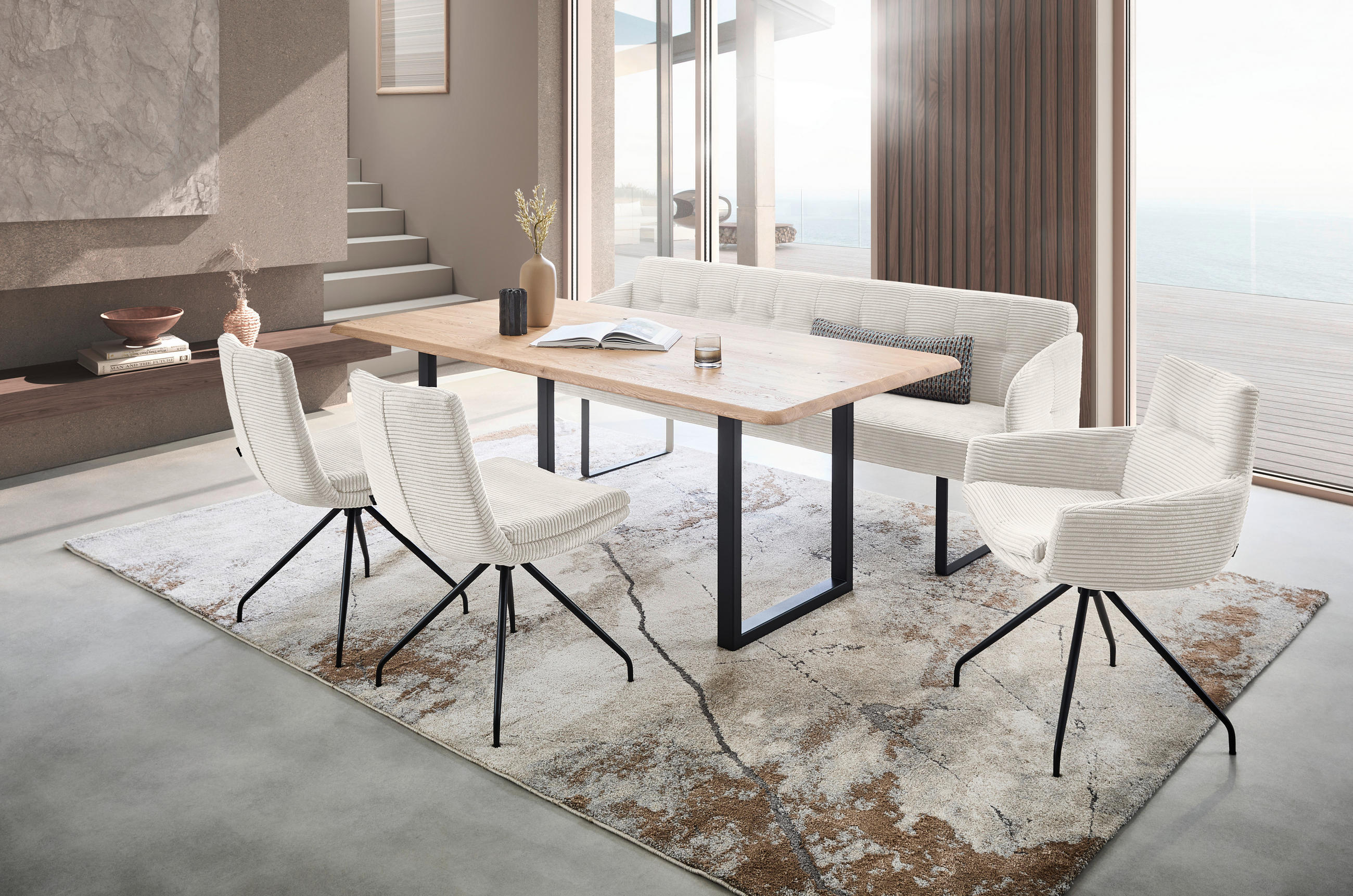 STUHL - Creme/Schwarz, Design, Textil/Metall (50/85/64cm) - Musterring