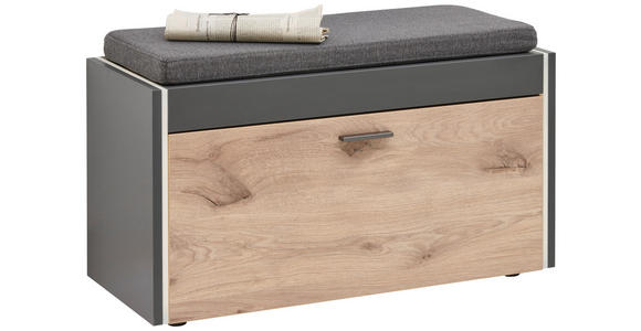 GARDEROBENBANK in 86/43/37 cm - Eichefarben/Grau, Design, Holzwerkstoff/Kunststoff (86/43/37cm) - Hom`in