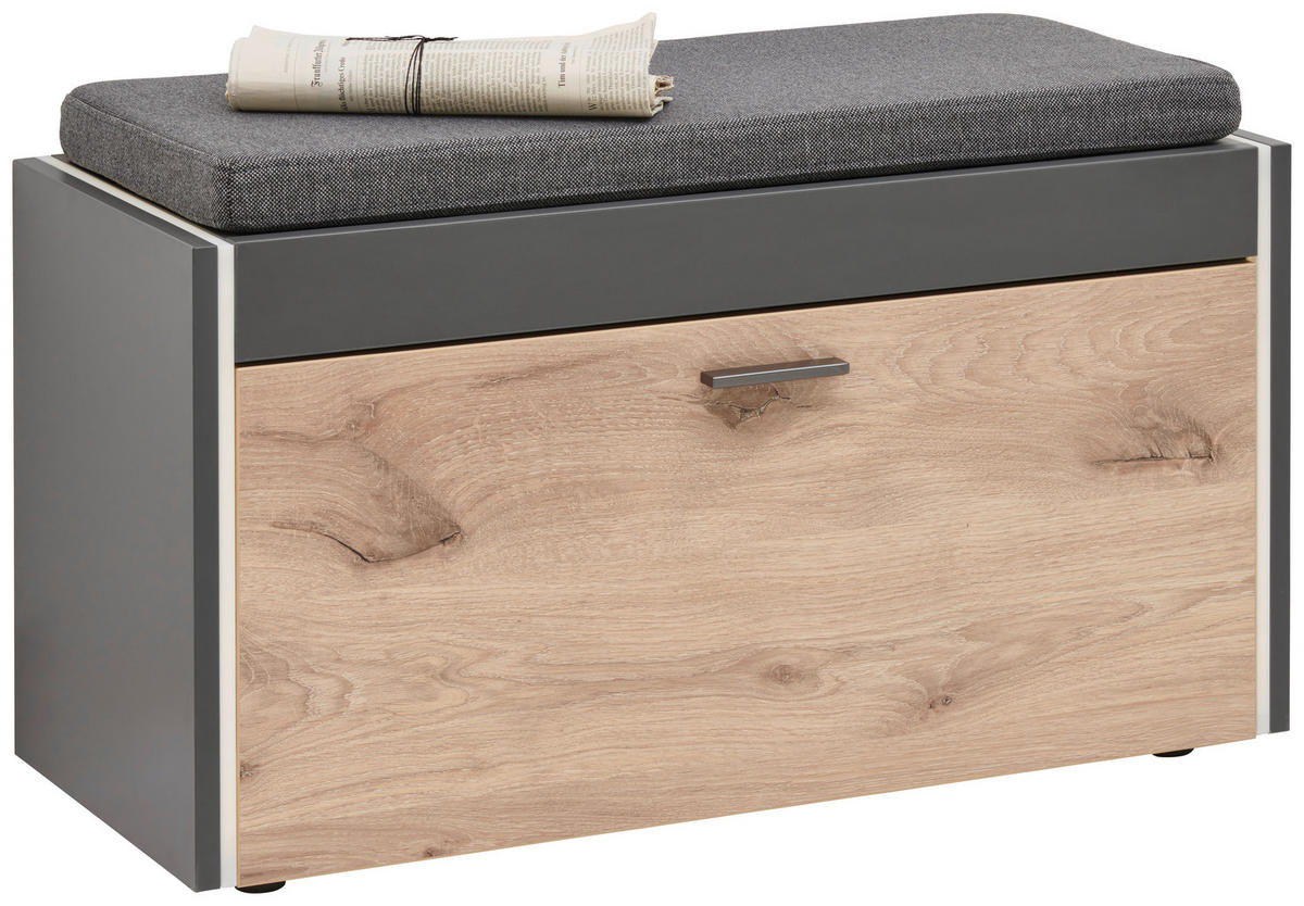 GARDEROBENBANK  in 86/43/37 cm  - Eichefarben/Grau, Design, Holzwerkstoff/Kunststoff (86/43/37cm) - Hom`in