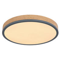 STROPNÍ LED SVÍTIDLO, 45/45/8,5 cm - opál/barvy grafitu, Basics, kov/kompozitní dřevo (45/45/8,5cm) - Globo