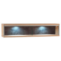 WANDREGAL 124/27/23 cm  - Schieferfarben/Edelstahlfarben, KONVENTIONELL, Glas/Holz (124/27/23cm) - Cantus