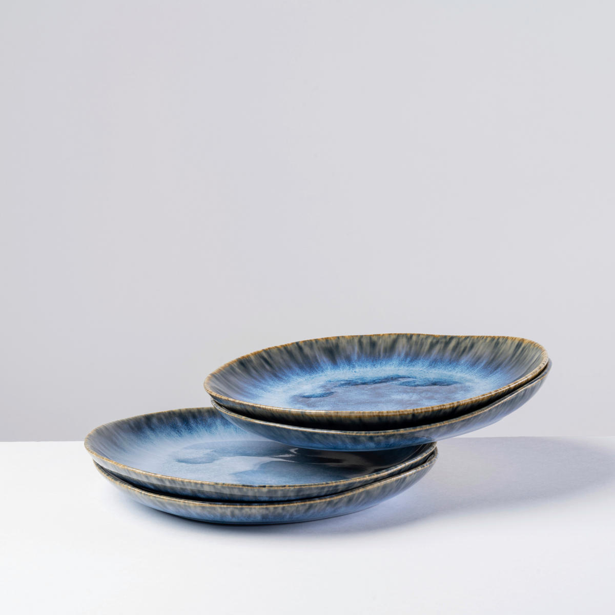 DESSERTTELLERSET Blau 4-teilig WILDE SCHLUCHT  - Blau, Basics, Keramik (22/2,5cm) - Gipfelstück