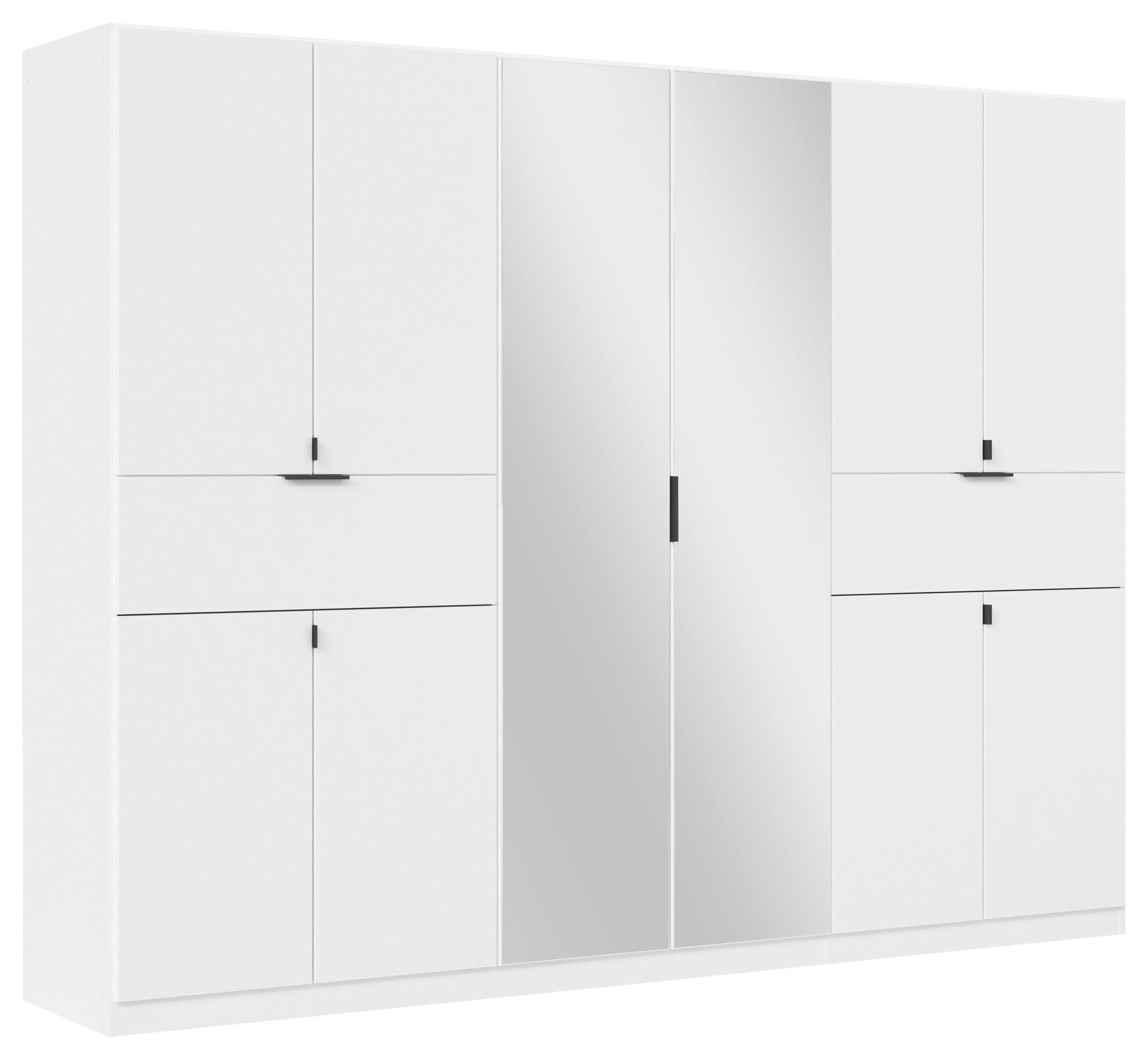 DREHTÜRENSCHRANK in Silberfarben, Weiss - Weiss/Silberfarben, Modern, Holzwerkstoff/Metall (271/210/54cm) - Rauch Möbel