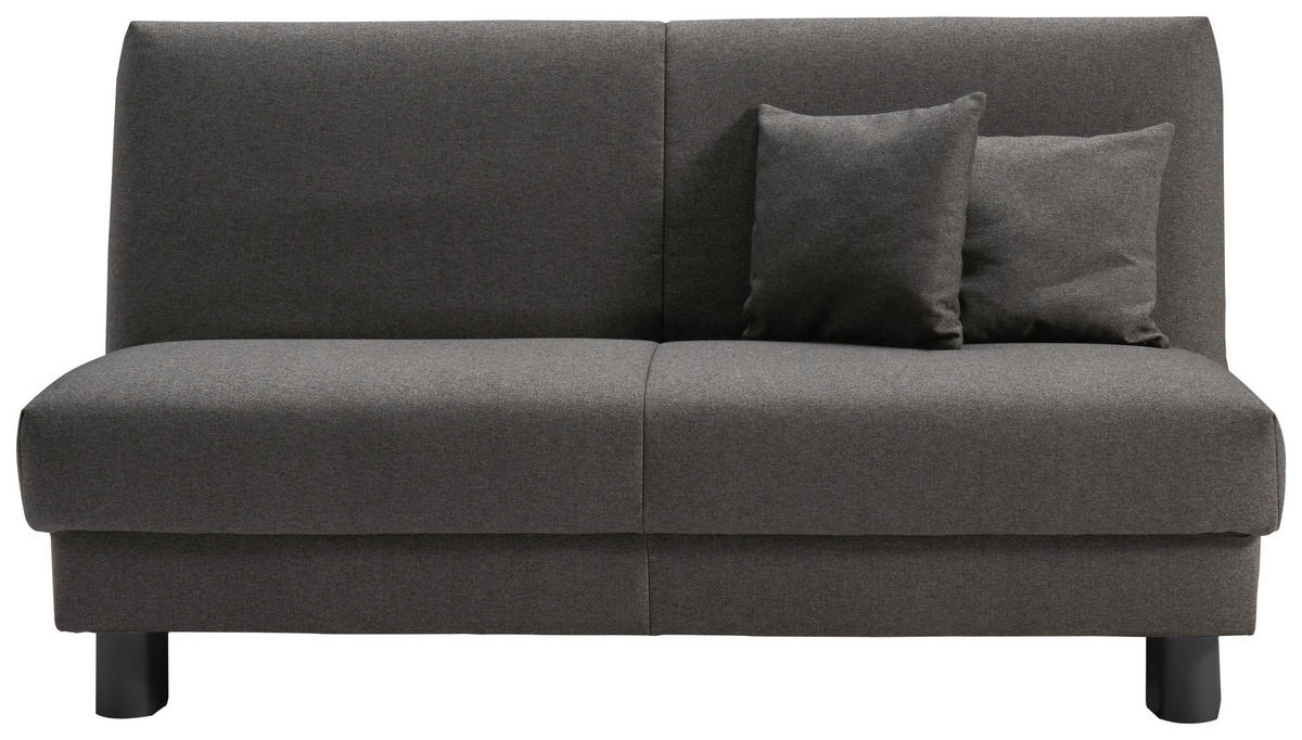SCHLAFSOFA mit Relaxfunktion  mit Typenauswahl, Fußauswahl, Stoffauswahl, Liegefunktion Flachgewebe Grau  - Schwarz/Grau, Design, Metall (160/85/100cm) - Carryhome