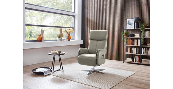 RELAXSESSEL in Leder Hellgrau - Edelstahlfarben/Hellgrau, Design, Leder/Metall (70/124/85cm) - Cantus