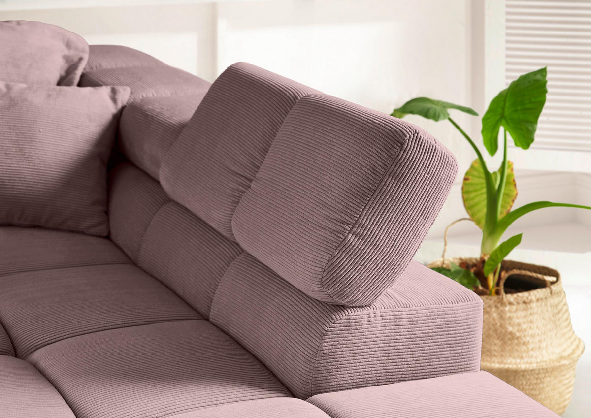ECKSOFA Altrosa Feincord  - Schwarz/Altrosa, Design, Kunststoff/Textil (319/215cm) - Hom`in