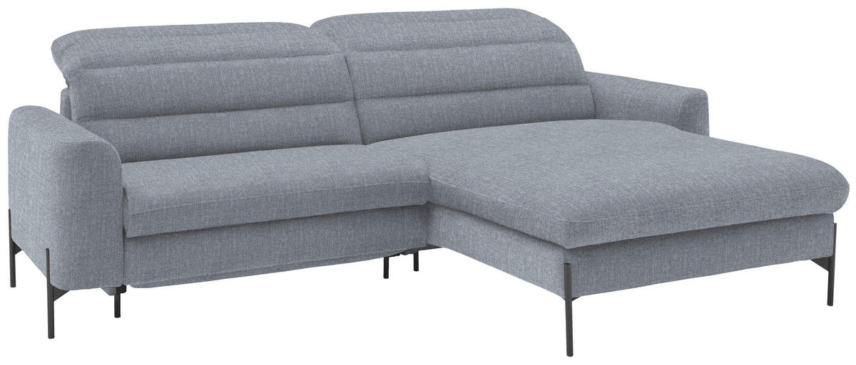 ECKSOFA in Flachgewebe Blaugrau  - Blaugrau/Schwarz, Design, Textil/Metall (252/191cm) - Dieter Knoll