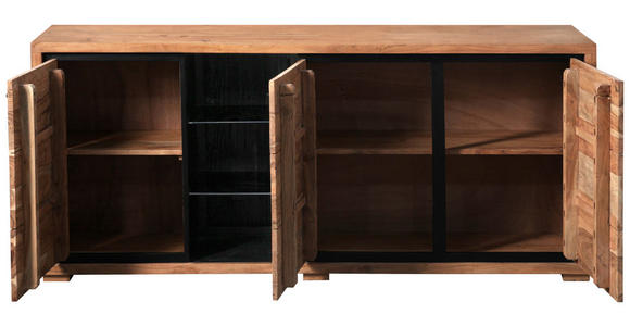 SIDEBOARD in 175/78/40 cm - Schwarz/Akaziefarben, LIFESTYLE, Glas/Holz (175/78/40cm) - Landscape