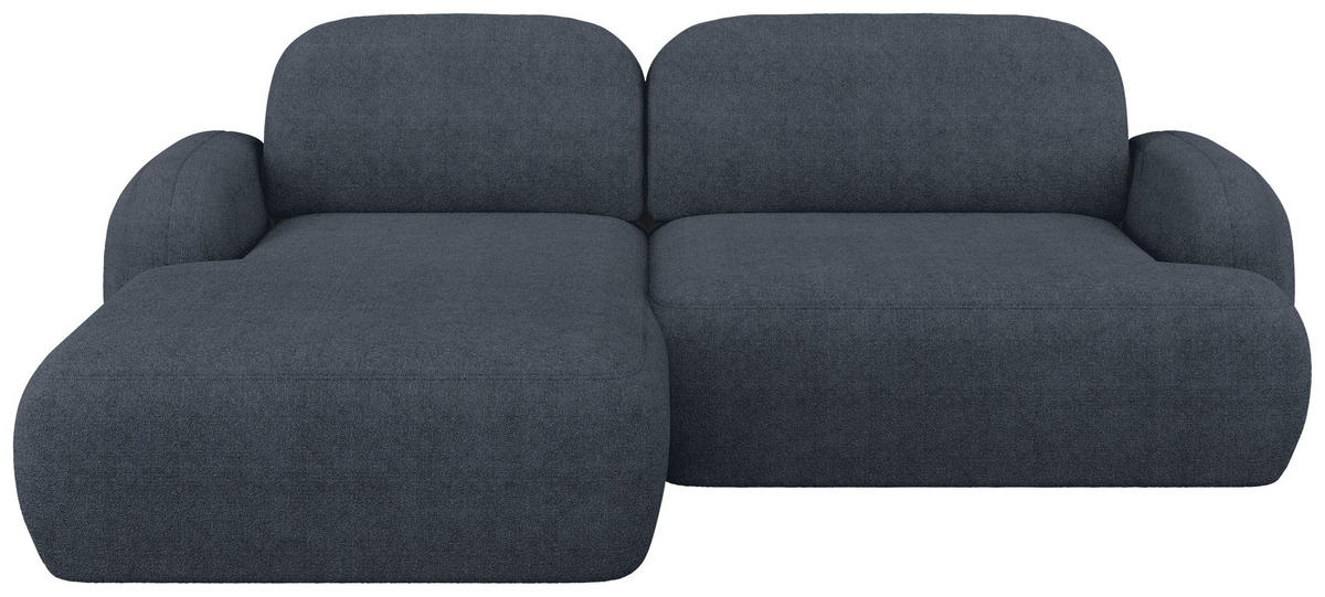 ECKSOFA Sevilla Plus in Bouclé Blau  275/175 cm  - Blau/Schwarz, Design, Kunststoff/Textil (275/175cm) - MID.YOU