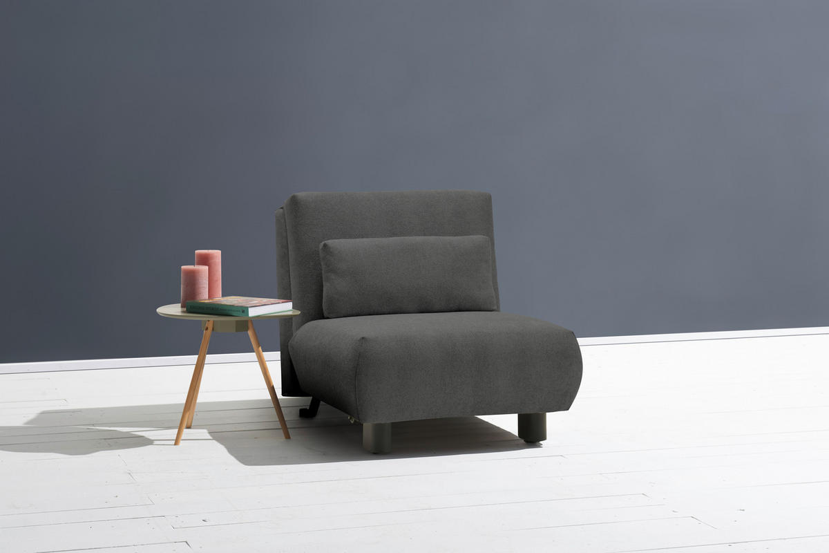 SCHLAFSESSEL Flachgewebe Dunkelgrau    - Dunkelgrau/Schwarz, KONVENTIONELL, Textil/Metall (90/85/100cm) - Carryhome