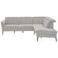 ECKSOFA in Struktur Silberfarben 275/235 cm - Silberfarben/Schwarz, MODERN, Textil/Metall (275/235cm) - Cantus