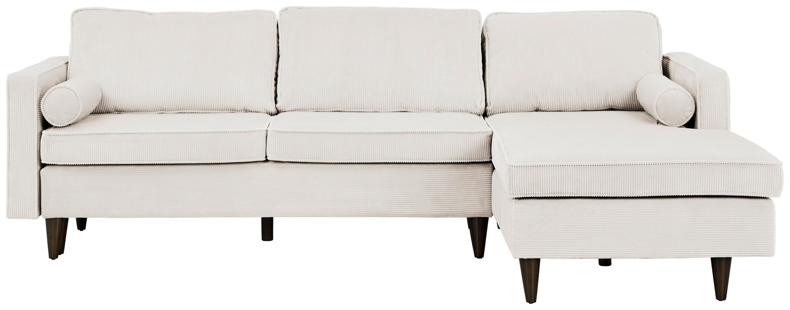 ECKSOFA in Cord Creme  - Eichefarben/Creme, MODERN, Holz/Textil (261/178cm) - Carryhome