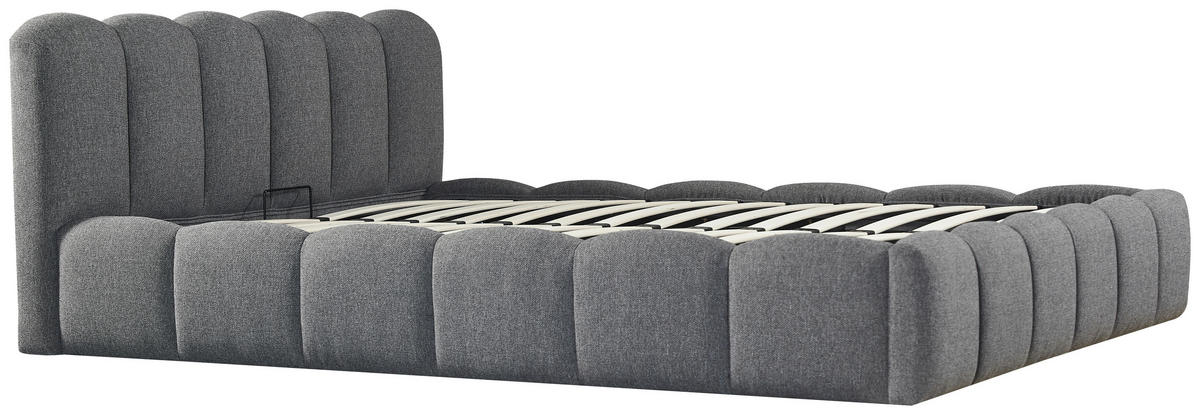 POLSTERBETT 140/200 cm  Grau  - Schwarz/Naturfarben, Modern, Holz/Kunststoff (140/200cm) - Livetastic