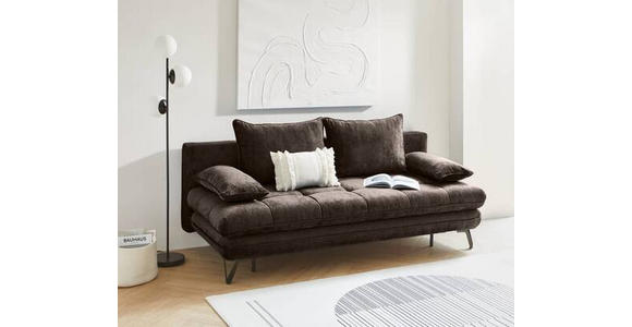 SCHLAFSOFA in Samt Braun  - Schwarz/Braun, Design, Textil/Metall (205/79-96/85cm) - Novel