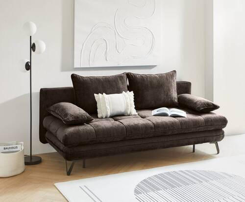 SCHLAFSOFA in Textil Braun  - Schwarz/Braun, Design, Textil/Metall (205/79-96/85cm) - Novel
