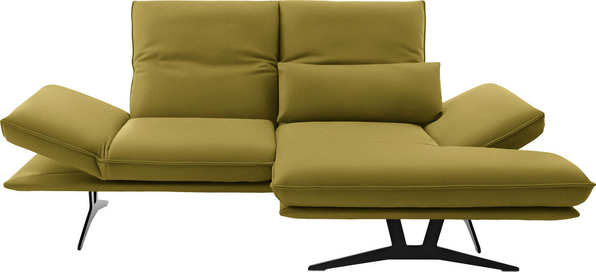 ECKSOFA Echtleder Hellgrün  - Schwarz/Hellgrün, Design, Leder/Metall (210/130cm) - Dieter Knoll
