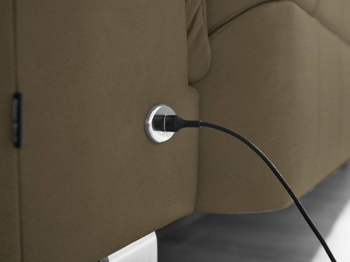 ECKSOFA in Echtleder Olivgrün  233/309 cm  - Edelstahlfarben/Olivgrün, Design, Leder/Metall (233/309cm) - Dieter Knoll