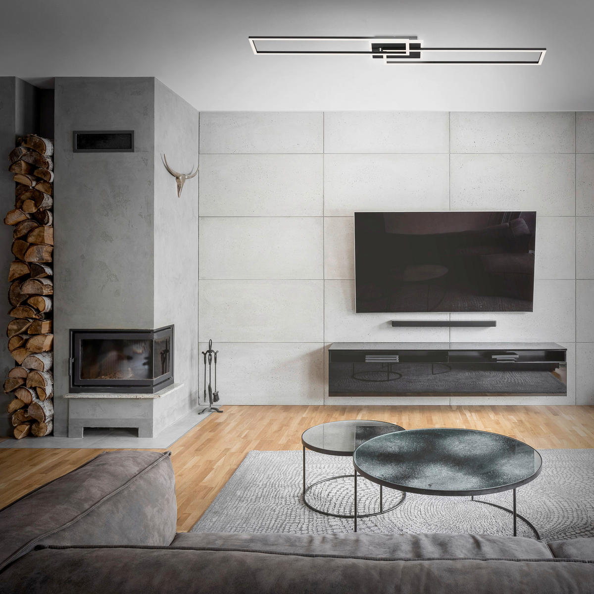 LED PLAFONJERA  - crna, Dizajnerski, metal/plastika (110/24,8/8cm)