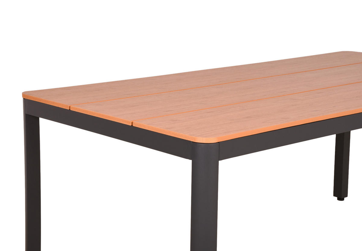 GARTENTISCH Metall, Kunststoff Anthrazit, Braun rechteckig  - Anthrazit/Braun, MODERN, Kunststoff/Metall (91/74/180cm) - Gardenson