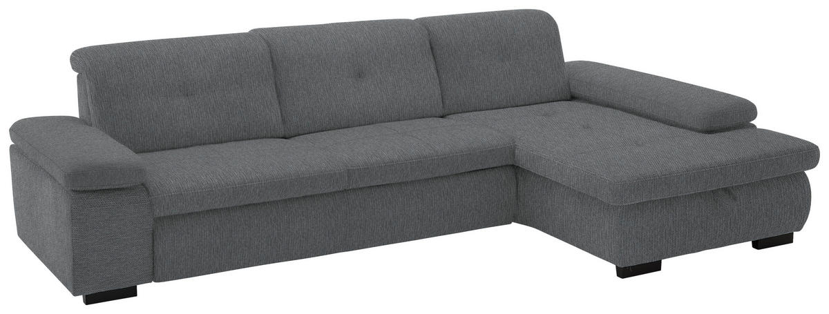 ECKSOFA in Flachgewebe Graubraun  - Graubraun/Schwarz, Design, Textil/Metall (297/174cm) - Beldomo Style